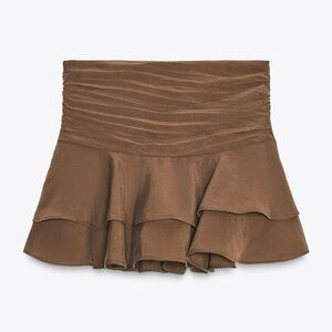 🐫 Zara | Brown Ruffled Mini Skirt (XS) 🐫